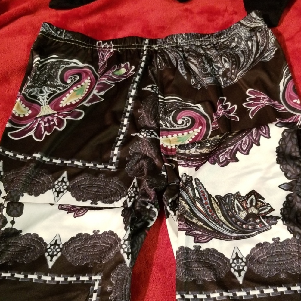 Purple whit black bellbottoms